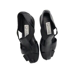 G WIZ Womens Bailey Fisherman Sandals Black Leather Stretch Slip On  Size 5 M